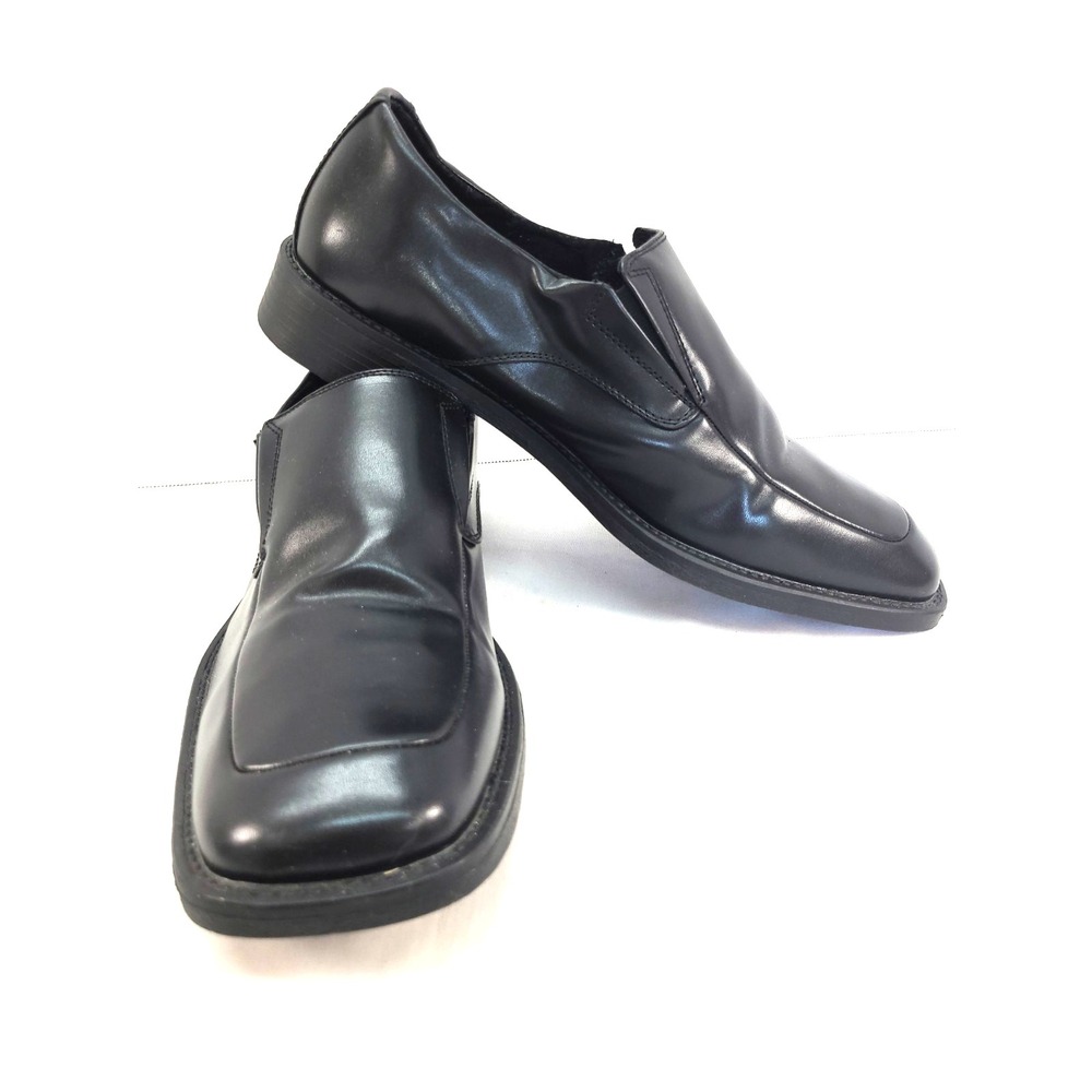 Borelli Shoes Mens 11.5 Matthew Square Toe Loafers Dress Black Leather Shoes